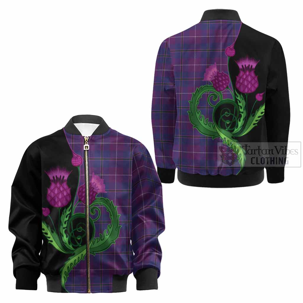 Glencoe Tartan Kid Bomber Jacket Traditional Scottish Thistle