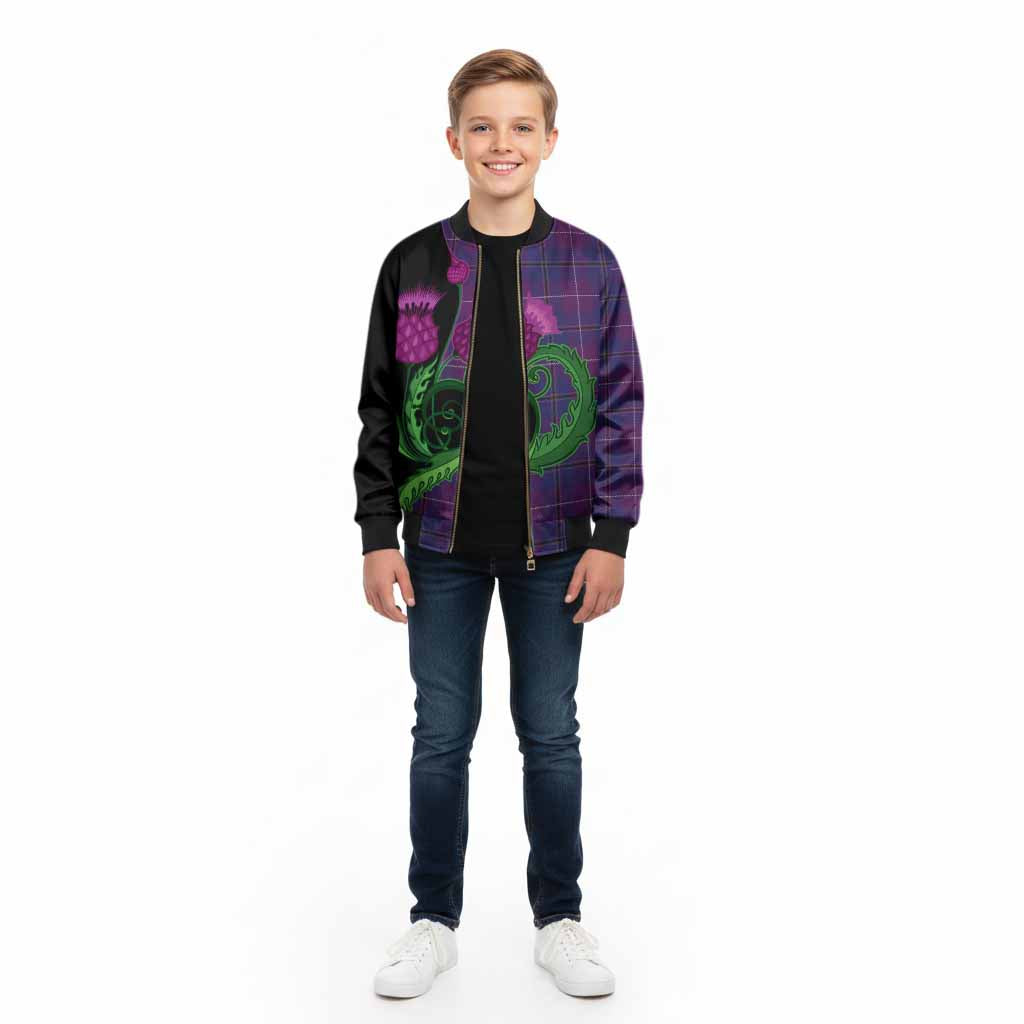 Glencoe Tartan Kid Bomber Jacket Traditional Scottish Thistle