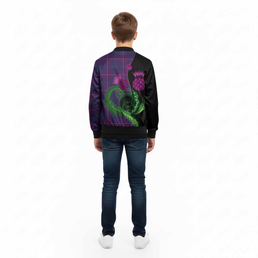 Glencoe Tartan Kid Bomber Jacket Traditional Scottish Thistle