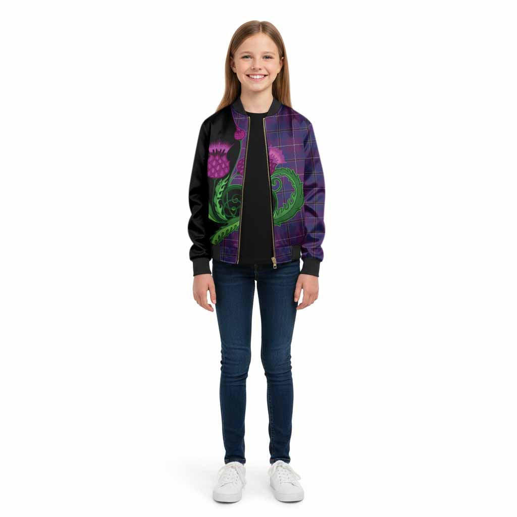 Glencoe Tartan Kid Bomber Jacket Traditional Scottish Thistle