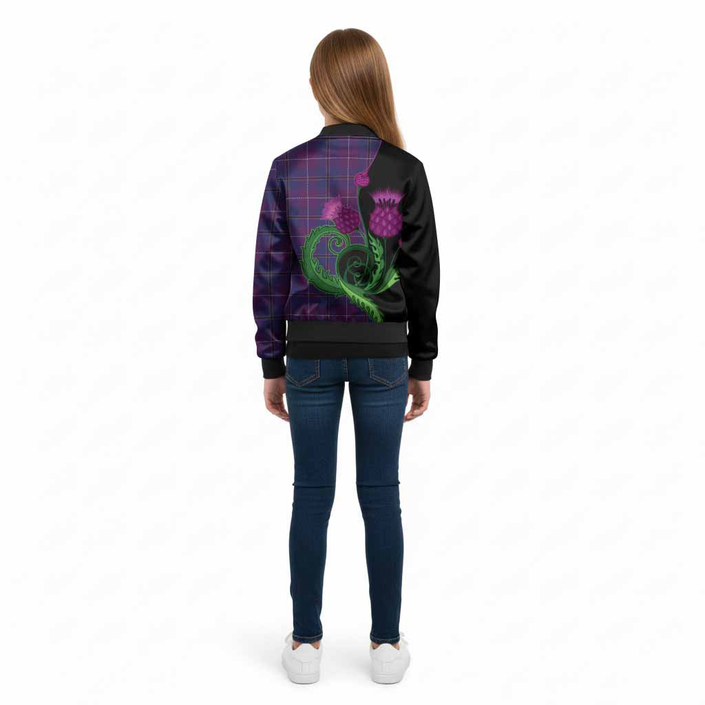 Glencoe Tartan Kid Bomber Jacket Traditional Scottish Thistle