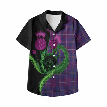 Glencoe Tartan Kid Hawaiian Shirt Traditional Scottish Thistle
