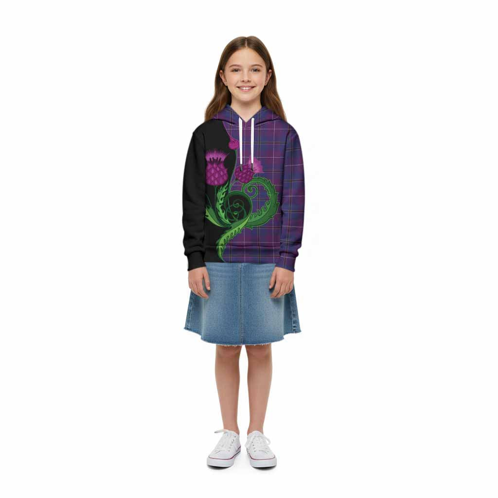 Glencoe Tartan Kid Hoodie Traditional Scottish Thistle