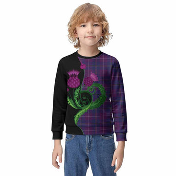 Glencoe Tartan Kid Knitted Sweatshirt Traditional Scottish Thistle