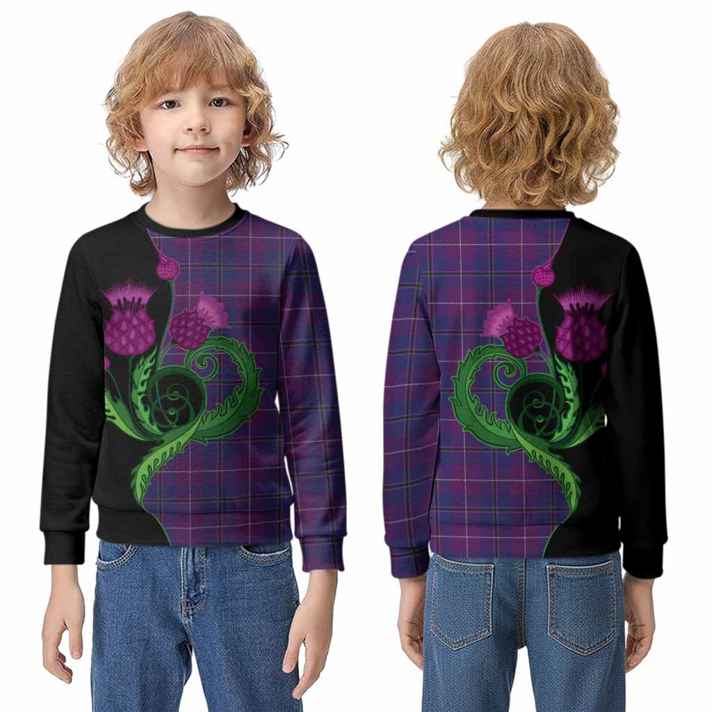 Glencoe Tartan Kid Knitted Sweatshirt Traditional Scottish Thistle