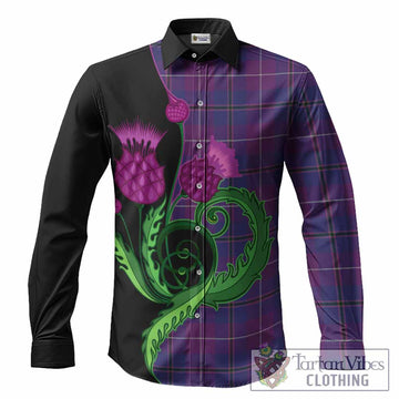 Glencoe Tartan Long Sleeve Button Shirts Traditional Scottish Thistle