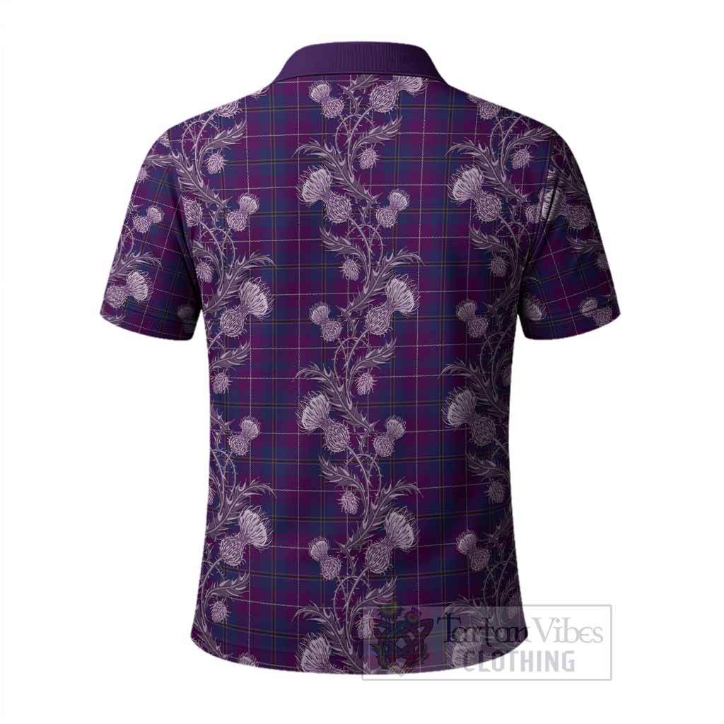 Glencoe Tartan Polo Shirt Seamless Scottish Thistle Flowers