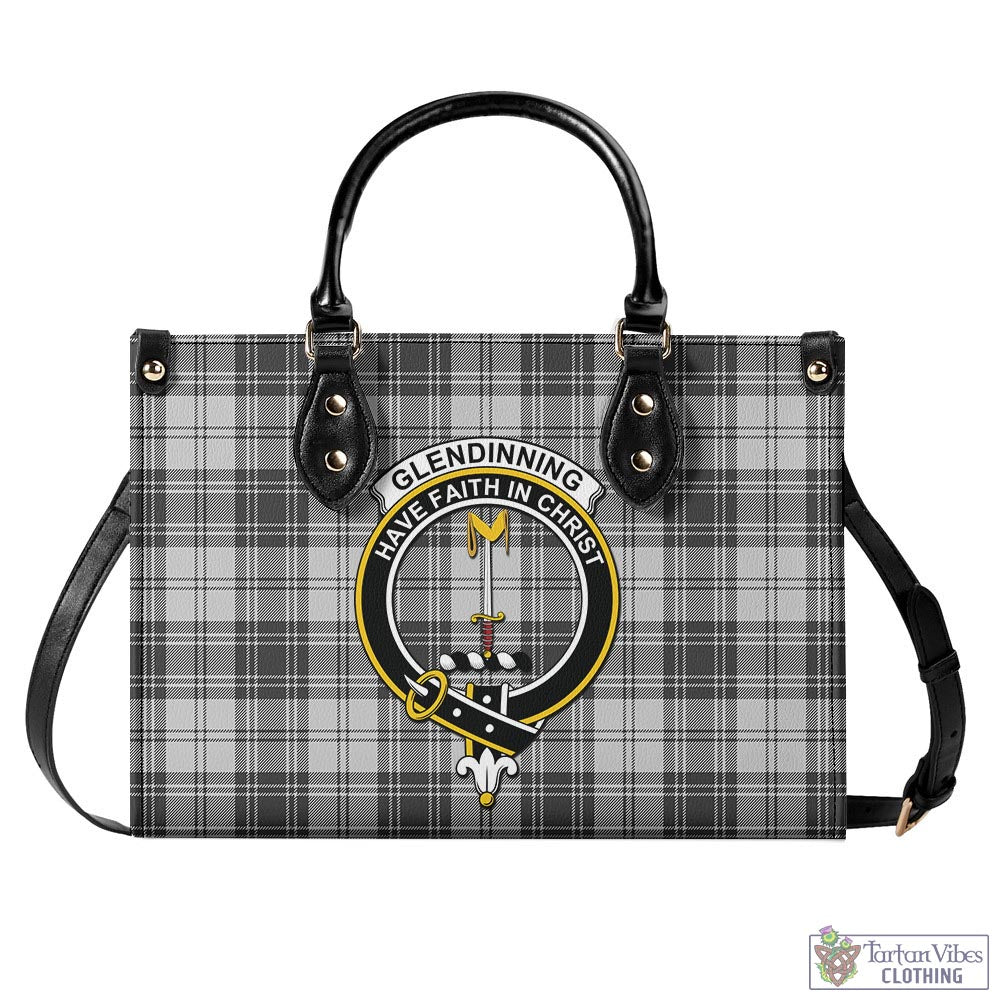 Glendinning Tartan Luxury Leather Handbags with Family Crest - Tartan Vibes Clothing