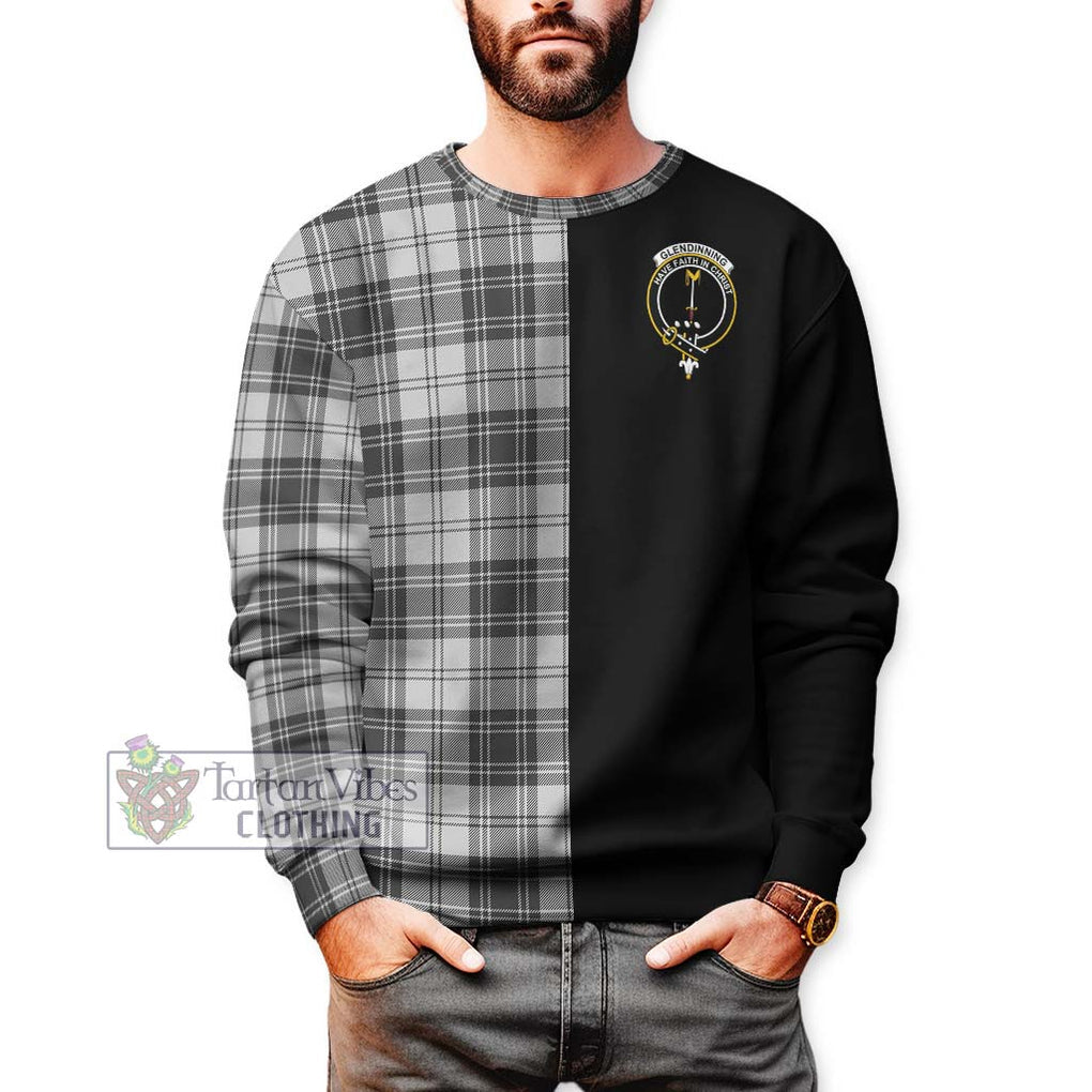 Glendinning Tartan Sweatshirt with Family Crest and Half Of Me Style Unisex - Tartanvibesclothing Shop
