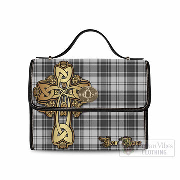 Tartan Vibes Clothing Glendinning Tartan Waterproof Canvas Bag Golden Thistle Celtic Cross Style