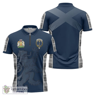 Glendinning Tartan Zipper Polo Shirt with Family Crest and Lion Rampant Vibes Sport Style Unisex - Tartan Vibes Clothing