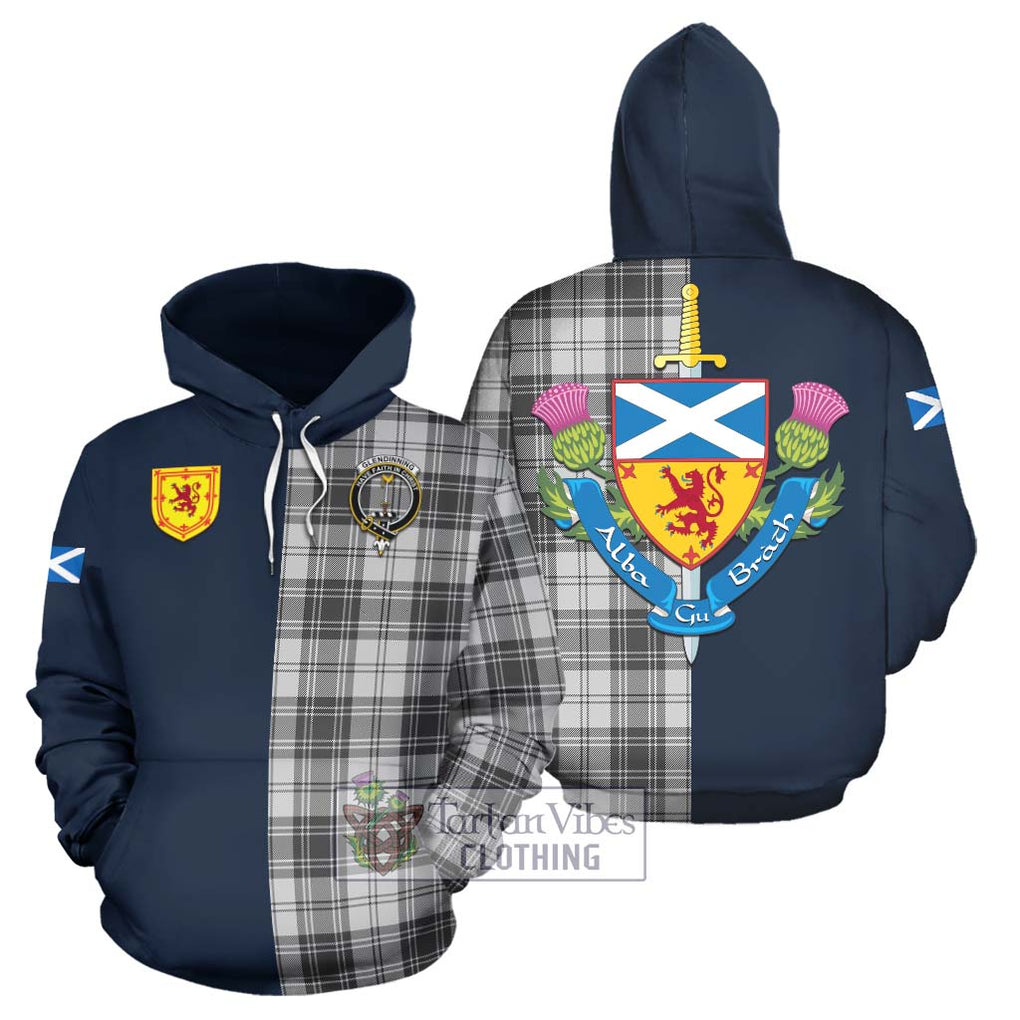 Glendinning Tartan Hoodie Alba with Scottish Lion Royal Arm Half Style Zip Hoodie - Tartan Vibes Clothing