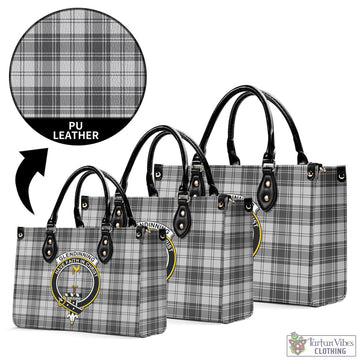 Glendinning Tartan Luxury Leather Handbags with Family Crest L - Tartan Vibes Clothing