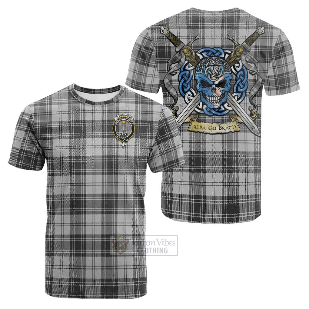 Glendinning Tartan Cotton T-shirt with Family Crest Celtic Skull Style Kid's Shirt - Tartan Vibes Clothing