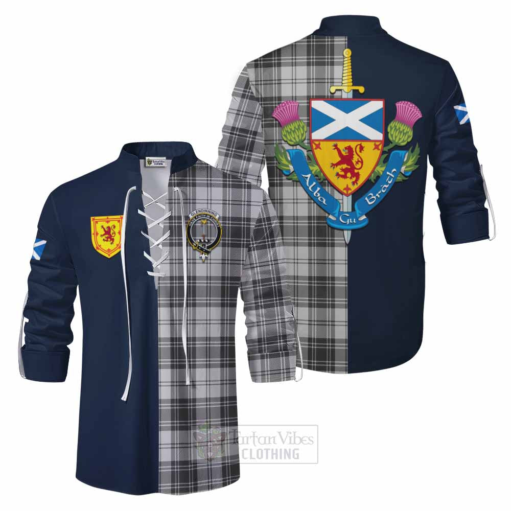 Glendinning Tartan Ghillie Kilt Shirt Alba with Scottish Lion Royal Arm Half Style Men - Tartan Vibes Clothing