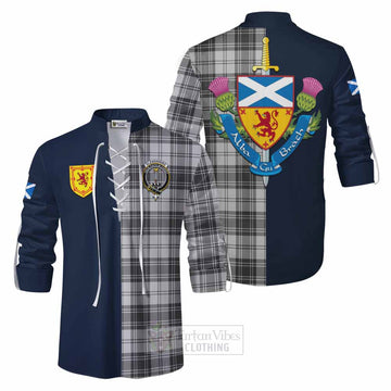 Glendinning Tartan Ghillie Kilt Shirt Alba with Scottish Lion Royal Arm Half Style Men - Tartan Vibes Clothing