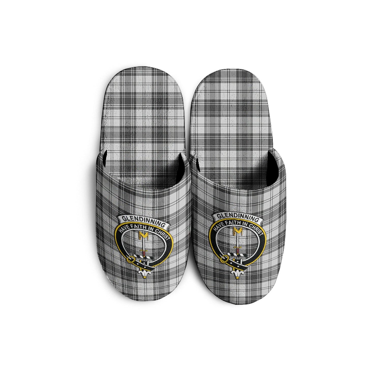 Glendinning Tartan Home Slippers with Family Crest KIDS - Tartan Vibes Clothing