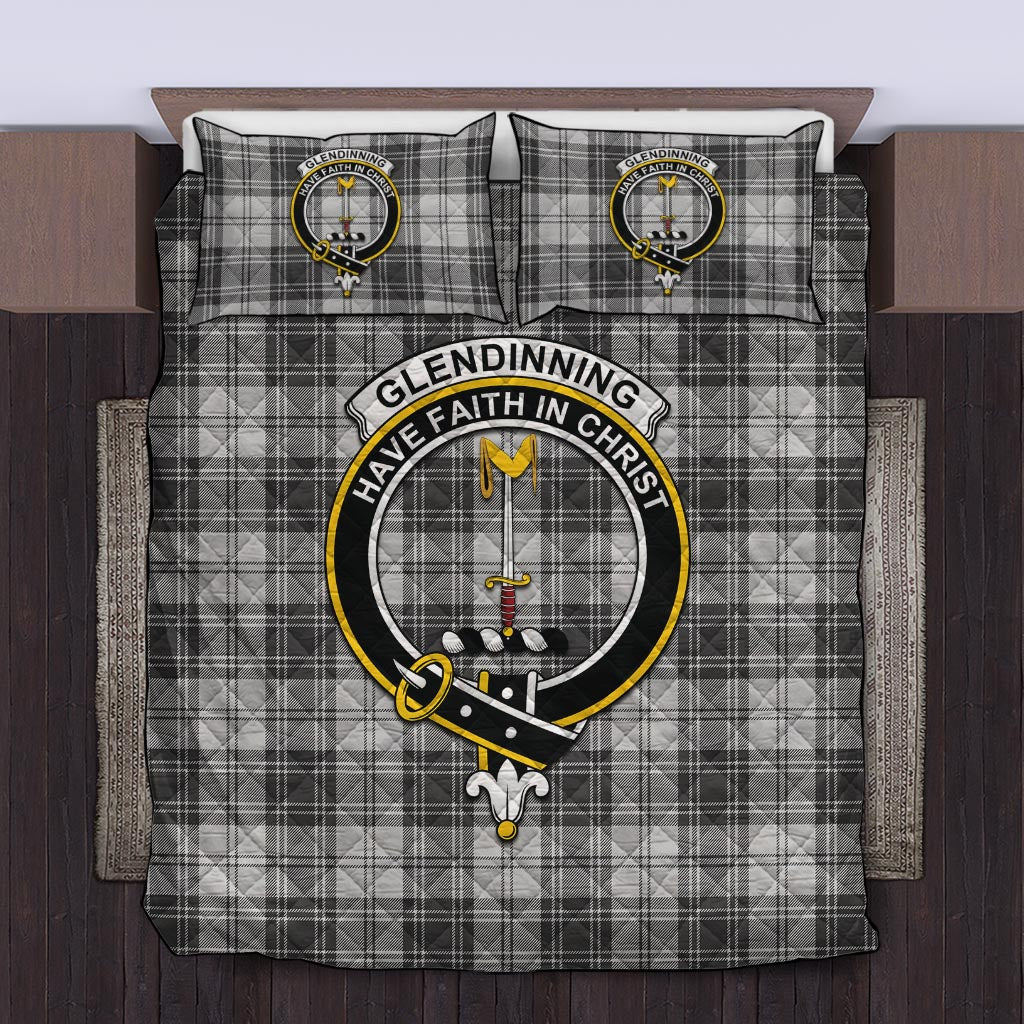 Glendinning Tartan Quilt Bed Set with Family Crest King - Tartan Vibes Clothing
