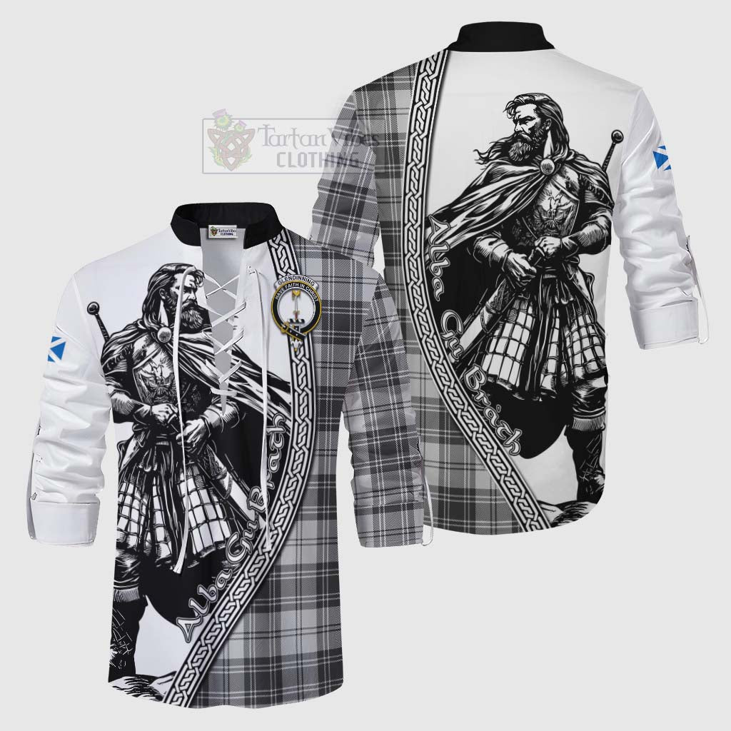 Glendinning Tartan Clan Crest Ghillie Kilt Shirt with Highlander Warrior Celtic Style Men - Tartan Vibes Clothing