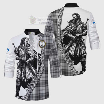 Glendinning Tartan Clan Crest Ghillie Kilt Shirt with Highlander Warrior Celtic Style Men - Tartan Vibes Clothing