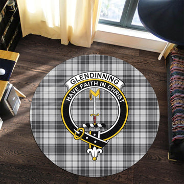 Glendinning Tartan Round Rug with Family Crest Premium Round Rug - Tartan Vibes Clothing