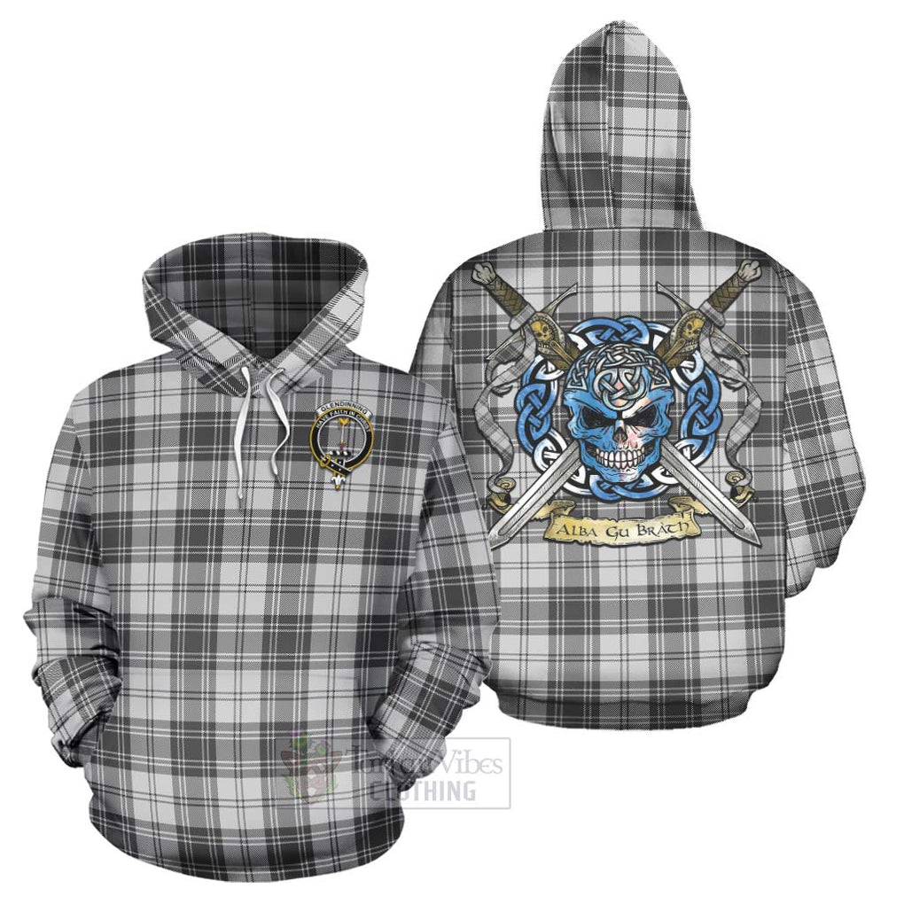 Glendinning Tartan Hoodie with Family Crest Celtic Skull Style Zip Hoodie - Tartan Vibes Clothing