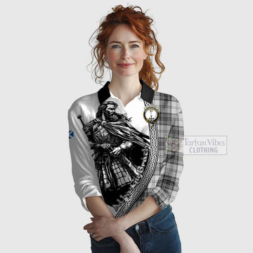 Glendinning Tartan Clan Crest Women's Casual Shirt with Highlander Warrior Celtic Style Female - Tartan Vibes Clothing