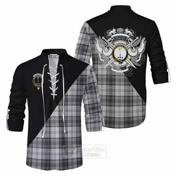 Glendinning Tartan Ghillie Kilt Shirt with Family Crest and Military Logo Style Men - Tartan Vibes Clothing