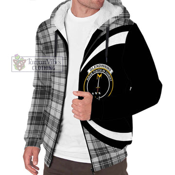 Glendinning Tartan Sherpa Hoodie with Family Crest Circle Style Unisex S - Tartan Vibes Clothing