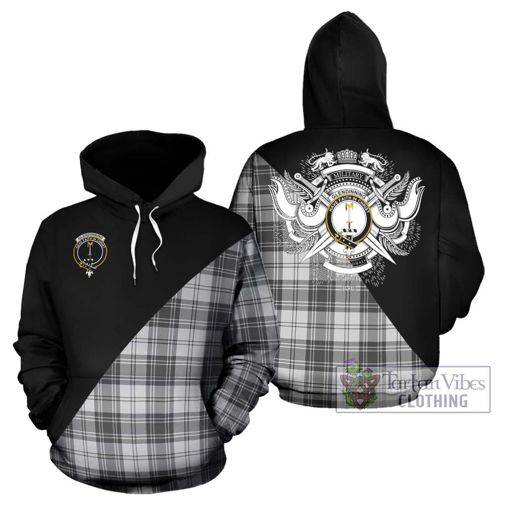 Glendinning Tartan Hoodie with Family Crest and Military Logo Style Zip Hoodie - Tartan Vibes Clothing