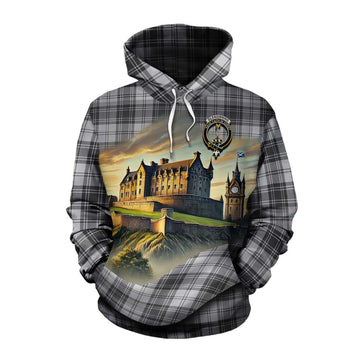 Glendinning Tartan Family Crest Cotton Hoodie with Scottish Ancient Castle Style Pullover Hoodie XS - Tartan Vibes Clothing
