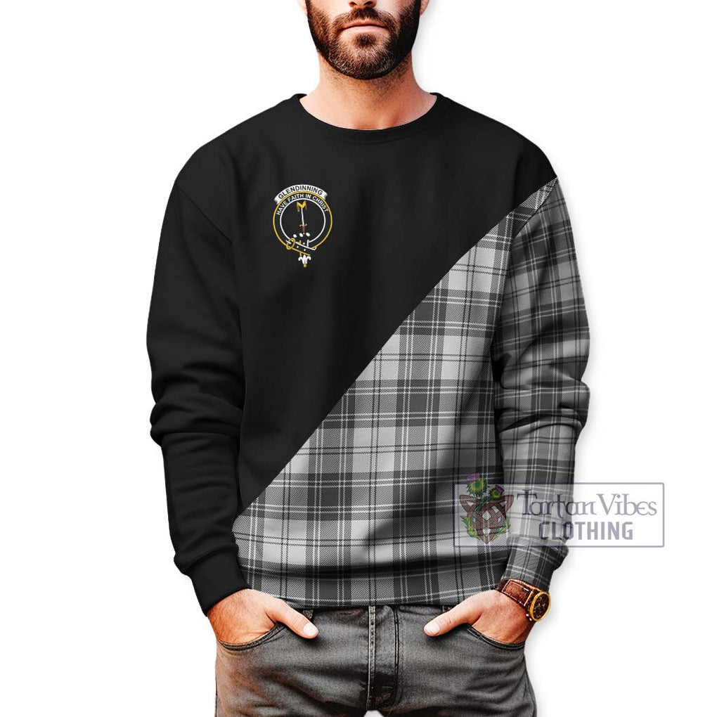 Glendinning Tartan Sweatshirt with Family Crest and Military Logo Style Unisex - Tartan Vibes Clothing