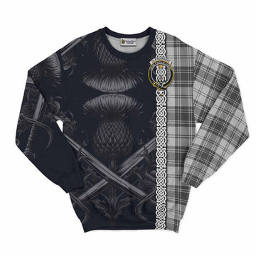 Glendinning Tartan Sweatshirt with Family Crest Cross Sword Thistle Celtic Vibes Unisex - Tartan Vibes Clothing