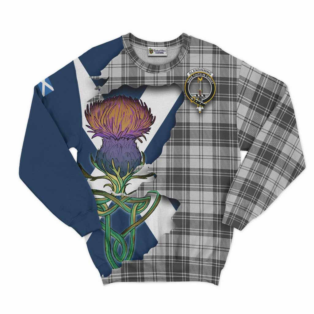 Glendinning Tartan Family Crest Sweatshirt Scottish Thistle Celtic Inspired Unisex - Tartan Vibes Clothing