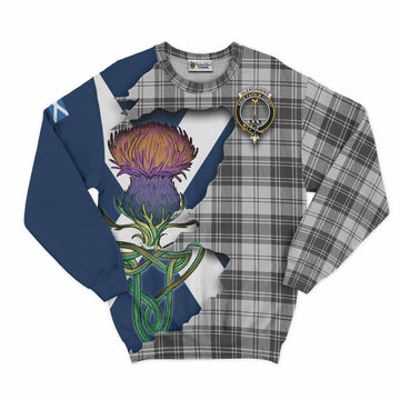 Tartan Vibes Clothing Glendinning Tartan Family Crest Sweatshirt Scottish Thistle Celtic Inspired