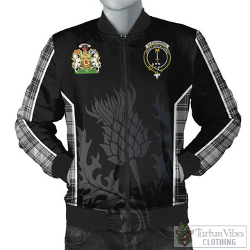Tartan Vibes Clothing Glendinning Tartan Bomber Jacket with Family Crest and Scottish Thistle Vibes Sport Style