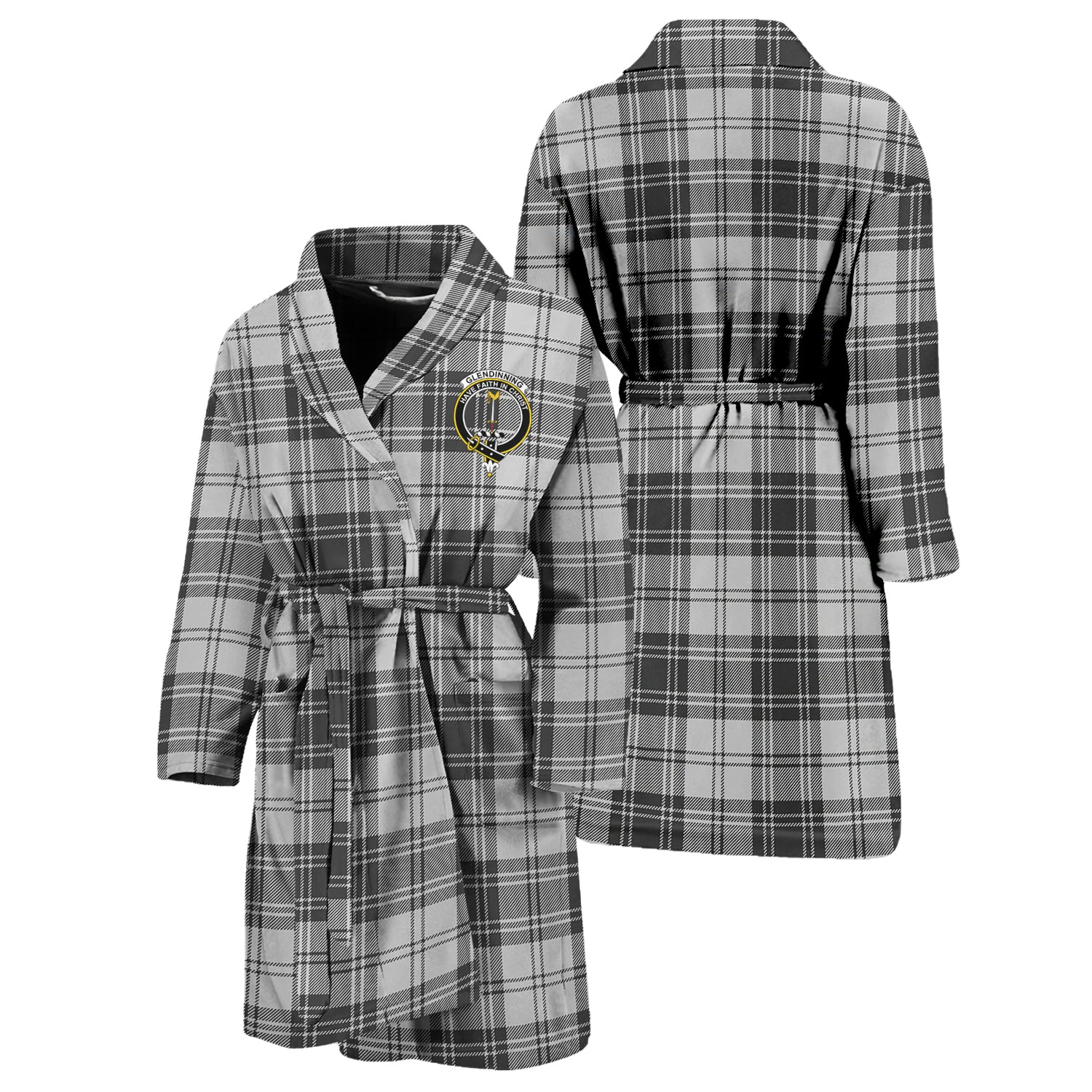 Glendinning Tartan Bathrobe with Family Crest Unisex S - Tartan Vibes Clothing