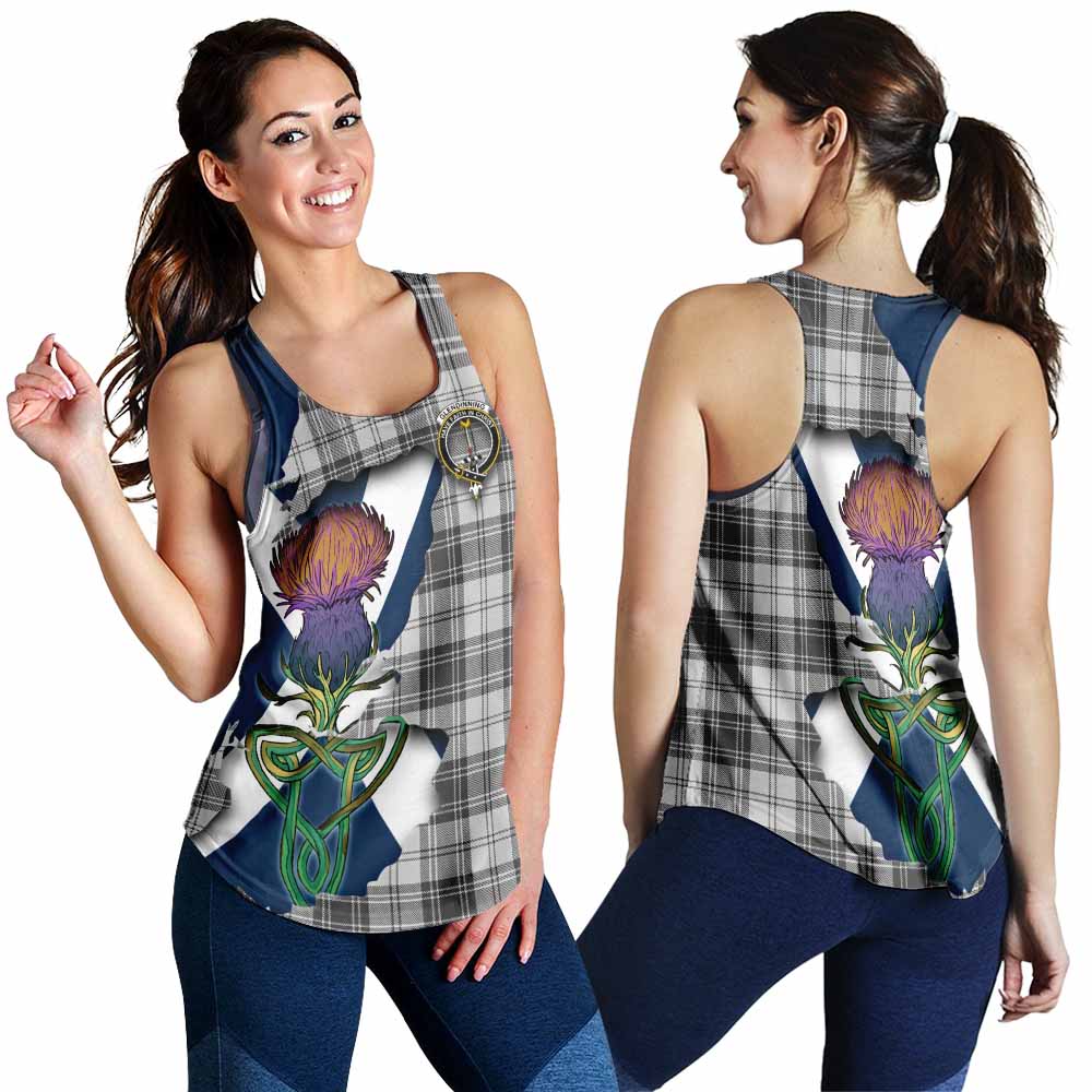 Tartan Vibes Clothing Glendinning Tartan Family Crest Women's Racerback Tanks Scottish Thistle Celtic Inspired