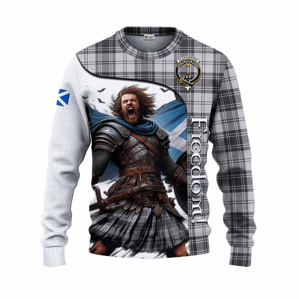 Glendinning Crest Tartan Knitted Sweater Inspired by the Freedom of Scottish Warrior Unisex - Tartan Vibes Clothing