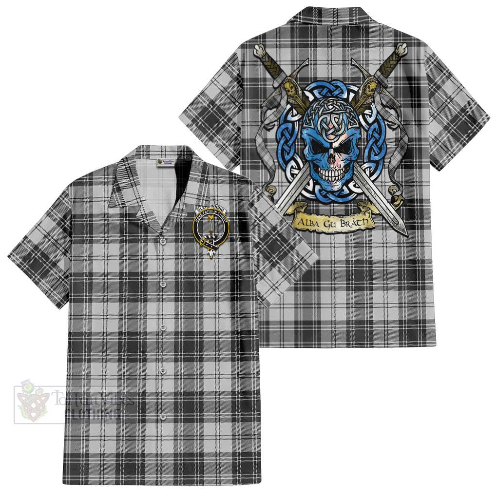 Glendinning Tartan Hawaiian Shirt with Family Crest Celtic Skull Style Kid - Tartan Vibes Clothing