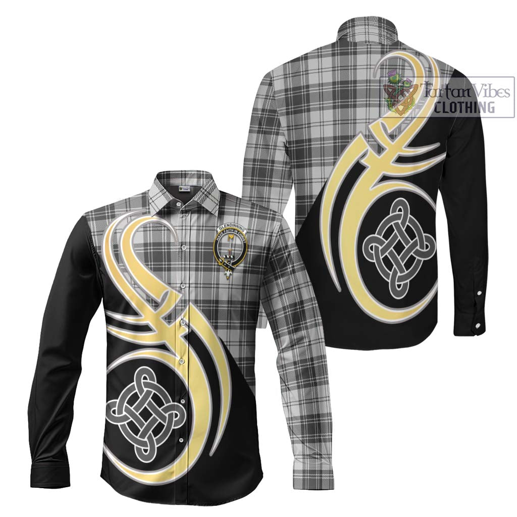 Glendinning Tartan Long Sleeve Button Shirt with Family Crest and Celtic Symbol Style Men's Shirt S - Tartan Vibes Clothing