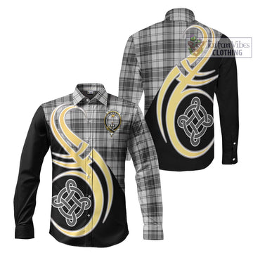Glendinning Tartan Long Sleeve Button Shirt with Family Crest and Celtic Symbol Style Men's Shirt S - Tartan Vibes Clothing