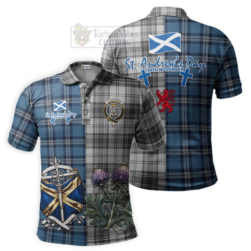 Glendinning Tartan Polo Shirt Happy St. Andrew's Day Half Tartan Style Kid - Tartan Vibes Clothing