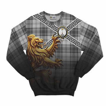 Glendinning Crest Tartan Sweatshirt with Golden Lion Emblem Celtic Style Unisex - Tartan Vibes Clothing