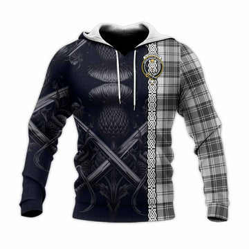Glendinning Tartan Knitted Hoodie with Family Crest Cross Sword Thistle Celtic Vibes Unisex Knitted Pullover Hoodie - Tartan Vibes Clothing