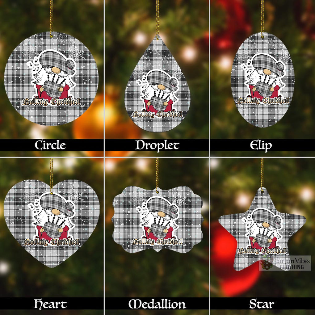 Glendinning Tartan Christmas Aluminium Ornament with Scottish Gnome Playing Bagpipes Aluminium - Tartan Vibes Clothing