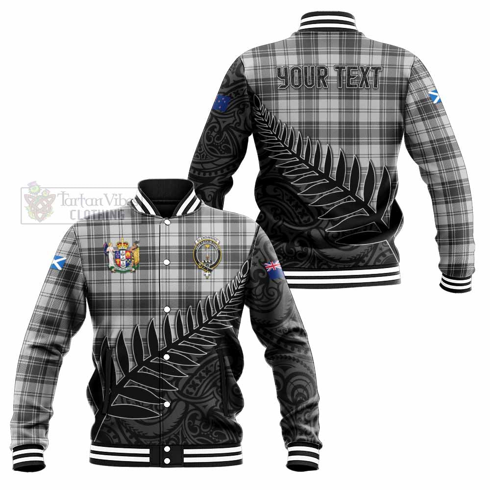 Tartan Vibes Clothing Glendinning Crest Tartan Baseball Jacket with New Zealand Silver Fern Half Style