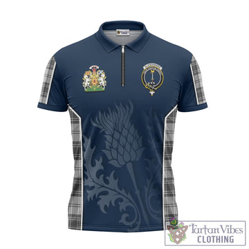Glendinning Tartan Zipper Polo Shirt with Family Crest and Scottish Thistle Vibes Sport Style