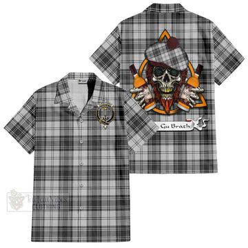 Glendinning Tartan Hawaiian Shirt with Family Crest and Bearded Skull Holding Bottles of Whiskey Kid - Tartan Vibes Clothing