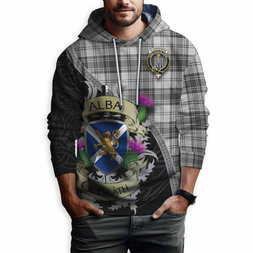 Glendinning Tartan Family Crest Hoodie Lion Rampant Royal Thistle Shield Celtic Inspired Pullover Hoodie - Tartan Vibes Clothing